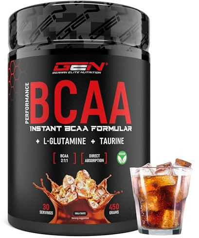 BCAA 450 g Pulver - Instant BCAAs + L-Glutamin + Taurin - Lecker & super Löslichkeit - Vegane Aminosäuren - 2:1:1 Ratio - (Cola)