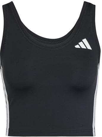 adidas Damen Train Essentials 3-Stripes Cropped Tank Top, Black/White, L
