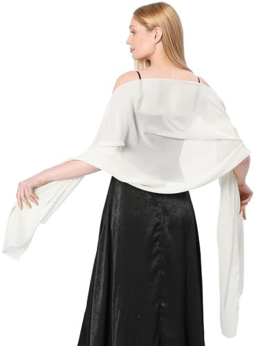 Jeffdad Sheer Chiffon Schal, Stola für Abendkleid Damen Halstuch, 200 x 70 cm Soft Chiffontücher Leichter Schultertuch Sommer Schal Damen Festliche Stola für Hochzeit Braut Party(Weiß)