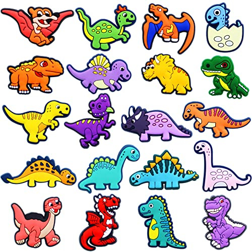 Alaxciax Dinosaur Shoe Charms - Cute Cartoon Dino Decorative Accessories for Sandals - Birthday Party Favors for Kids, Teens, Boys, Girls, Adults