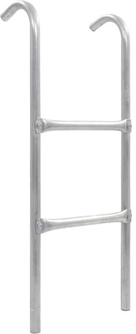 Brokky 92408 Scaletta per Trampolino 2 Gradini in Acciaio Argento 72 cm Scaletta per Trampolino Elastico in Acciaio, Scala Altezza Regolabile Universale
