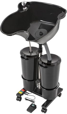 Mermajestic Mobila handfat, hårklippare, uppladdningsbart schampo tvättställ, höjdjusterbart handfat, dubbel hinkdesign, 20 liter, oberoende bärbar salongbassäng, djup schampo