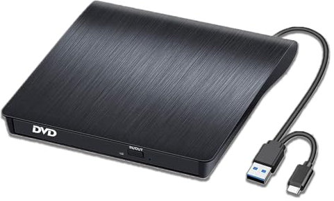 GERUI Externes DVD-Laufwerk, USB 3.0 Typ-C CD DVD +/-RW Optisches Laufwerk USB C Brenner Slim CD/DVD Writer Reader Tragbar für PC Laptop Desktop MacBook Mac Windows 7/8/10/XP OS Apple