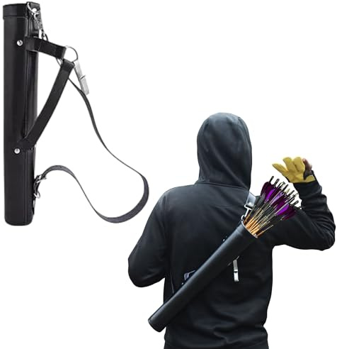 Handmade Genuine Cowhide Leather Archery Arrow Quiver with Adjustable Strap Durable Rustic Design for Hunting and Target Practice
