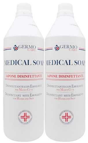 2x Sapone Disinfettante Con Emollienti MEDICAL SOAP, Per Mani e Cute. Il Prodotto Rispetta Il Manto Idrolipidico Della Pelle e Non Altera L'Equilibrio Fisiologico Del pH Cutaneo 1000ml