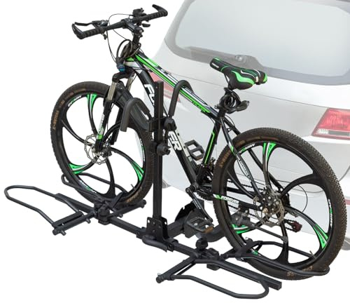 Platform Bike Rack Hitch Mount for 2 Bikes - Foldable Ebike Rack Fit Fat Tire Up to 200 lbs - Bicycle Car Racks for SUV, Truck, RV, Electric Bike Carrier for Tow Trailer with 2 Inch Receiver