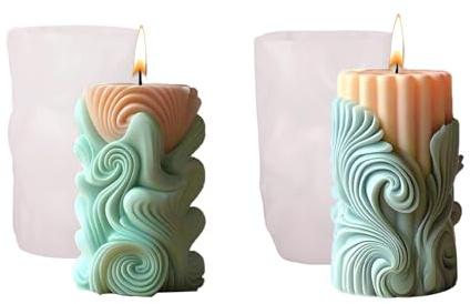 Mecmbj 2 Pezzi Stampi In Silicone per Candele, Stampi per Candele Fai Da Te, Stampi Silicone per Artigianato, Sapone, Gesso e Regali Creativi