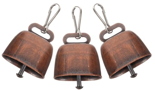 Alasum Campanelli da Pascolo in Ferro Antico Set da 3 Pezzi Corda per Pecore e Capre Campana Anti-Smarrimento per Fattoria Campanello Sospeso per Animali da Ranch Suono Nitido