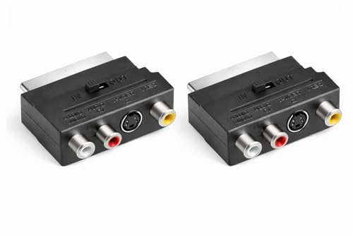 Yewseas Scart Per 3x Jacks IN OUT Switcher + S-Video S-Vhs, Convertitore Audio e Video, Adattatore Scart Commutabile Maschio-Femmina, Compatibile con TV, Console e Lettori DVD (2)