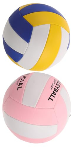 Alipis Lot de 2 Ballons de Volley-Ball Souples N°5, 2.0 Mm Épaisseur, Couleurs Blanc, Bleu et Jaune, pour Entraînement Sportif en Salle et Compétition, Équipement D'entraînement Sportif