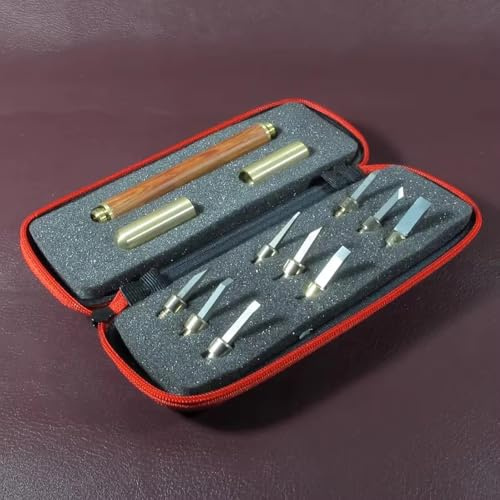 LeTkingok Juego de Herramientas de Grabado de Acero de Tungsteno, Herramientas de Tallado Manual con Hoja Desmontable para Tallar Piedra, Madera, Nueces y Sellos