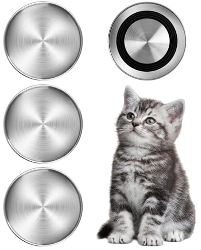 HGRGHH 4 Pezzi Ciotola per Gatti, 17 cm Ciotole Piatte per Gatti, Antiscivolo Ciotole per Gatti In Acciaio Inox, Ciotola Gatto Acciaio per Gatti E Piccoli Animali, Facile da Pulire