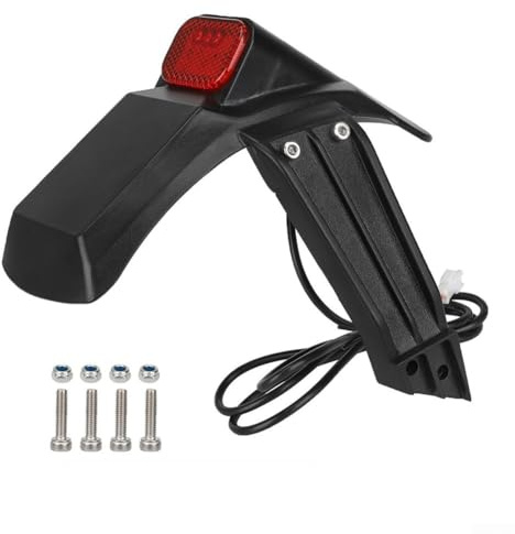 Guardabarros trasero con luz trasera para Kukirin G2 Pro DB, scooter eléctrico ABS con luz de freno LED y soporte de montaje, montaje de protector negro (juego de guardabarros trasero)