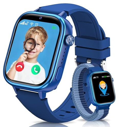 SWGOTA Smartwatch Kinder mit GPS und Telefon, Kinder Smartwatch mit GPS Schulmodus, Kids Smart Watch mit Voice Chat SMS, lP68 Wasserdicht Schrittzähler Wecker SOS (Blau)