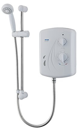 Triton Showers Seville, Shower Electric, 9.5 KW, White, Instant Hot Water, Replacement Shower, Anti Twist Hose, Bathroom Showering Unit