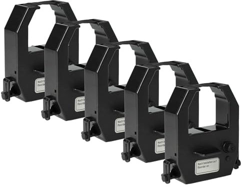 vhbw 5x Farbband Schriftband kompatibel mit Amano BX6000, CP3000, EX3000, EX3000N, EX4000, EX5000 Nadeldrucker, Bondrucker - Schwarz