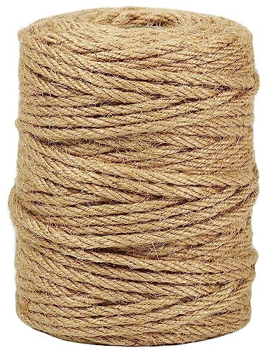 tenn well 4mm Thick Jute Twine String, 165 Feet Natural Jute Garden Rope for Gardening, Cat Scratcher, Gift Wrapping and Crafts Decoration (Brown)
