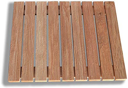 Castelmerlino Tarima para ducha en listones de alerce atornillados 54x68 cm para platos de ducha 70x90 cm