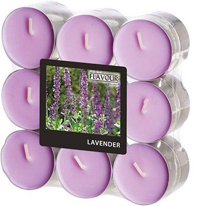 GALA Flavour by Duftlichte 96911 Scented Candles Diameter 37.5 mm 16.6 mm Purple Lavender Scented Tea Lights Scented Tea Lights Pack of 18