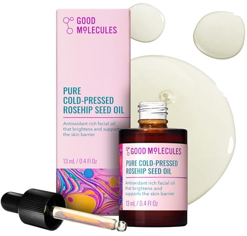 Good Molecules Pure Cold-Pressed Rosehip Seed Oil, Facial Oil | Antioxidant-rich facial oil that brightens the look of skin and supports the skin's moisture barrier. For all skin types.