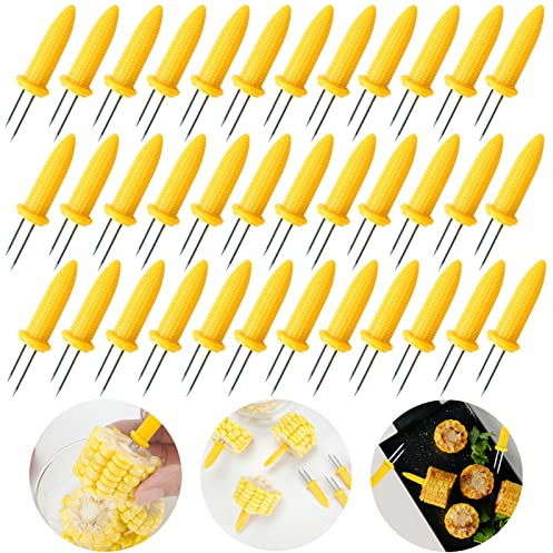 PEOUWNES 36 Pack Stainless Steel Corn Holders, Corn on The Grill & Cob Skewers, Home & BBQ Cooking Fork