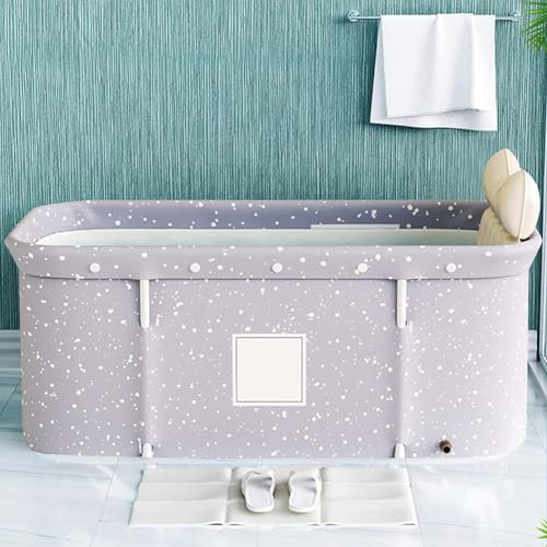 MegLob Baignoire Mobile avec Dossier Accru, Baignoire Portable pour Adultes, Baignoire Autoportante avec Oreiller De Salle De Bain pour Petite Salle De Bain