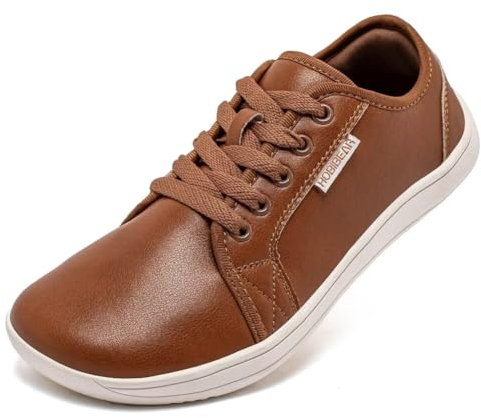 HOBIBEAR Trailrunning Schuhe Männer Leder Minimalistische Outdoor Trail Running Walking Schuhe Braun Größe 41