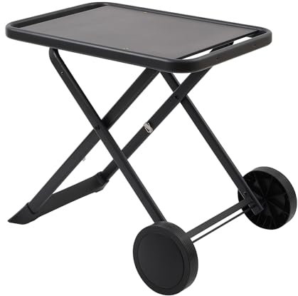 TAINO Chariot de barbecue pliable avec roulettes - Pour extérieur, balcon, jardin, terrasse - Noir