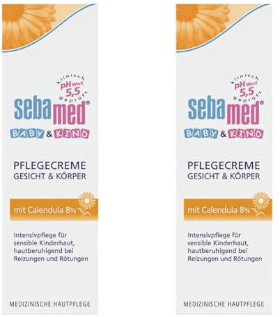 Baby & Kind Pflegecreme Gesicht & Körper mit Calendula 75 ml, Intensivpflege für sensible Kinderhaut, hautberuhigend bei Reizungen und Rötungen (Packung mit 2)