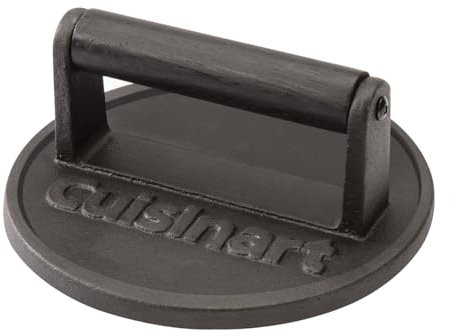 Presse à hamburgers en fonte Cuisinart | Presse à viande | Presse à hamburgers robuste | 17cm (Noir EU)