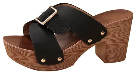 Pantoletten Damen Mit Absatz Elegant - Sandalen Blockabsatz Sandaletten Peep Toe Sommerschuhe High Heel Plattform Pantolette Frauen Slip On Slipper Plateau Pantoffeln Bequem Sandals