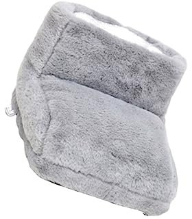 minkissy Usb Foot Warmer Plush Heating Shoes for Women Girls Grey Electric Warm Slippers for Office Home Use