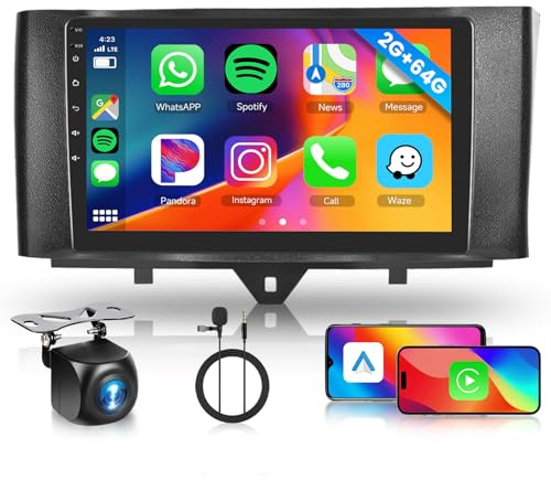 2GB 64GB Android Autoradio per Mercedes Benz Smart Fortwo 2011-2015 W451 Radio Carplay Wireless Android Auto, Hodozzy 9 Pollici Touch Screen GPS WiFi, Bluetooth FM/RDS, SWC, 2 Din Radio per Mercedes