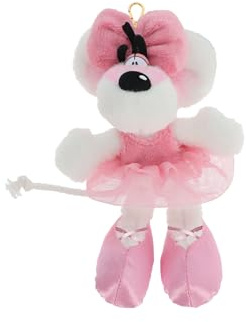 DIDDL - Porte-clés Peluche Diddlina en Robe Ballerina 15cm - Accessoire Années 90-100% Recyclé Écoresponsable - Idée Cadeau Enfant & Fan Nostalgique de Danse Classique - Peluche Tutu Rose