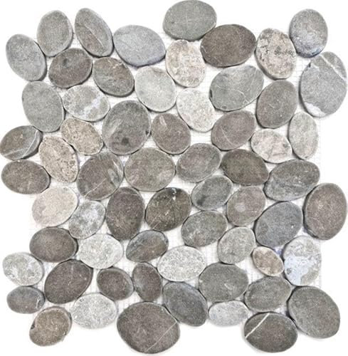 Carreaux de mosaïque en pierre naturelle - Galets de rivière - Gris cendré
