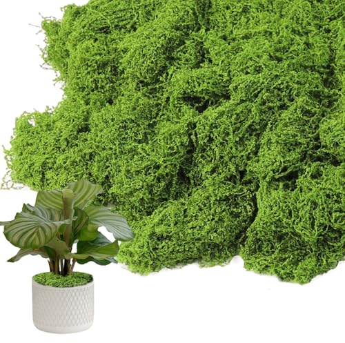 LLMSIX Fake Green Moss for Plants Indoor, Artificial Moss for Crafts, 5.3oz Faux Mosses Decor for Fairy Home Garden Wedding DIY Landscape Decoration