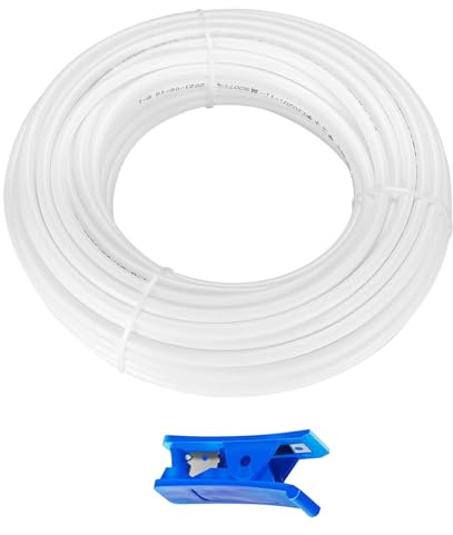 Tubo flessibile per frigorifero bianco HUAZIZ da 20metri, tubo flessibile per osmosi inversa per frigorifero affiancato, filtro per acqua, acquario, linea di ingresso dell'acqua da 1/4con tagliatubi