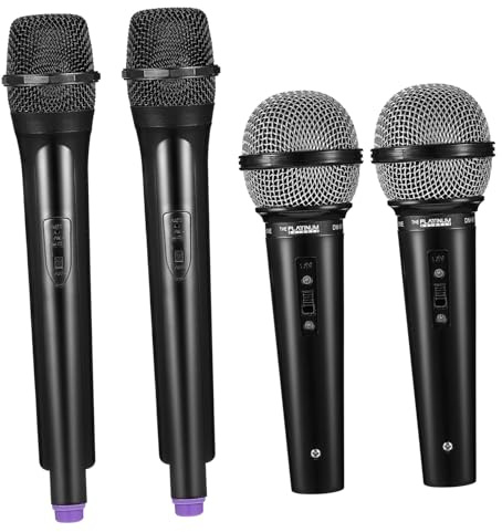 VANZACK 4 Pièces Lot de Microphones Plastique pour Garçon Fille Accessoires Prop Microphone Simulés pour Jeux de Rôle et Spectacles Compacte Adaptée Aux Petites Décoration Fête et Scène