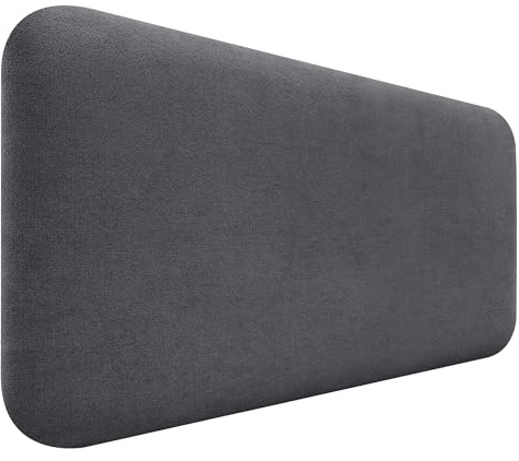 DHOME Cabecero Tapizado Liso Redondeado Tela Aqualine para Pared Acústicos Cabeceros Absorbentes Cabezal Cama Dormitorio (Gris Ceniza, 110cm)