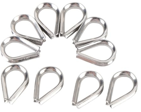 Jectse Manicotto per Fune Resistente Ditale in Acciaio Inossidabile 316 10 Pezzi per Applicazioni Marine, Sartiame Industriale, Acciaio Inossidabile 316