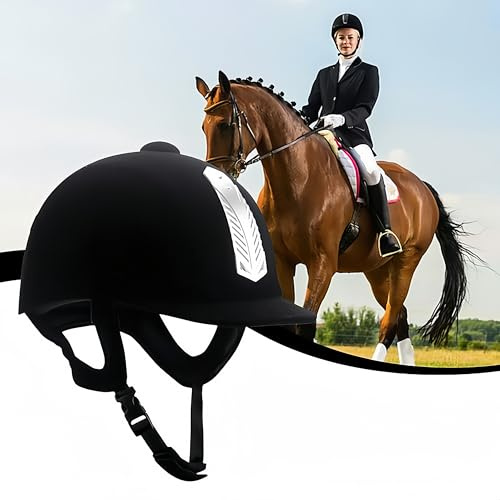 Weegeeks Equestrian Velvet Riding Helmet – Sport Helmet for Horseback Riding & Show Jumping (54cm)