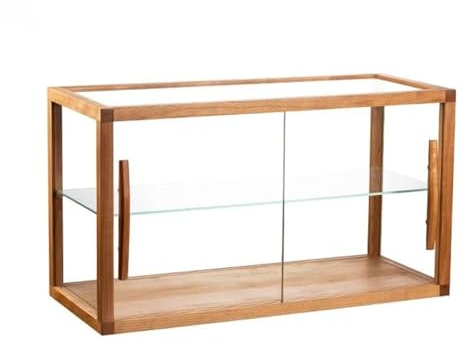 Bakery Display Case, Wooden Countertop with Glass Doors for Pastries, Desserts, Cookies, and Cupcakes