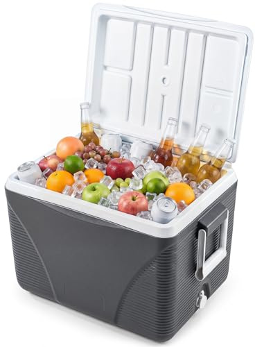 COSTWAY Glacière Rigide 41L Isotherme, Boîte Réfrigérante Grande Capacité Maintien au Froid 5 à 7 Jours, Glacière Isotherme Portable avec Porte-Gobelets, pour Pêche Pique-Nique Voyage