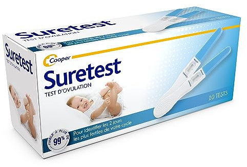 SURETEST - Test d'ovulation - Pour identifier les 2 jours les plus fertiles de votre cycle - Autotest - Boîte de 10 tests