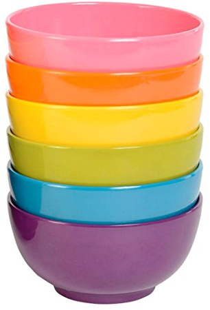 French Bull Melamine Mini Bowls, 6-Piece Set, Small Serving Bowl – Snack, Condiment, Dip, Dessert, Ice Cream – Shatter Proof, Food-Safe, BPA Free, Dishwasher Safe, 4” 10 oz - Multicolor