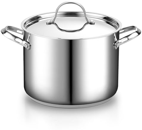 Cooks Standard 18/10 Stainless Steel Stockpot 8-Quart, Classic Deep Cooking Pot Canning Cookware with Stainless Steel Lid, Silver