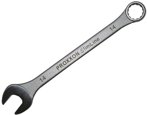 Proxxon 23914 Ring-Maulschlüssel SlimLine Größe 14mm - 15° abgewinkelt auf der Ringseite - Chrom-Vanadium Stahl
