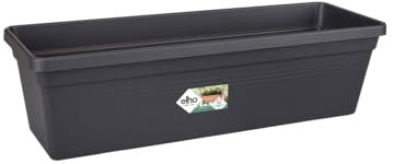 elho Green Basics Balkonkasten 40 - Übertopf für Balkon & Außen - Ø 39.3 x H 14.0 cm - Schwarz/Living Schwarz