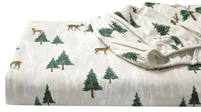 Eddie Bauer Juego de Ropa de Cama de Franela de algodón, Cepillado para Mayor suavidad, decoración acogedora del hogar, Hueco de Ciervos, Individual