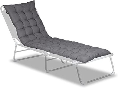 Relaxdays Bankauflage, HBT: 7x180x50 cm, Sitzkissen mit Bändern, für Gartenbank, Paletten, Polyester, Sitzpolster, grau, 1 Stück (1er Pack)